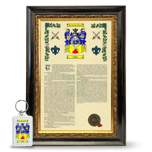 Fages Framed Armorial History and Keychain - Heirloom