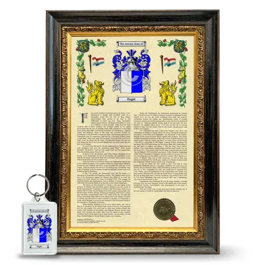 Faget Framed Armorial History and Keychain - Heirloom