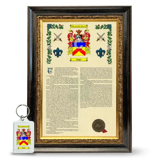Faget Framed Armorial History and Keychain - Heirloom