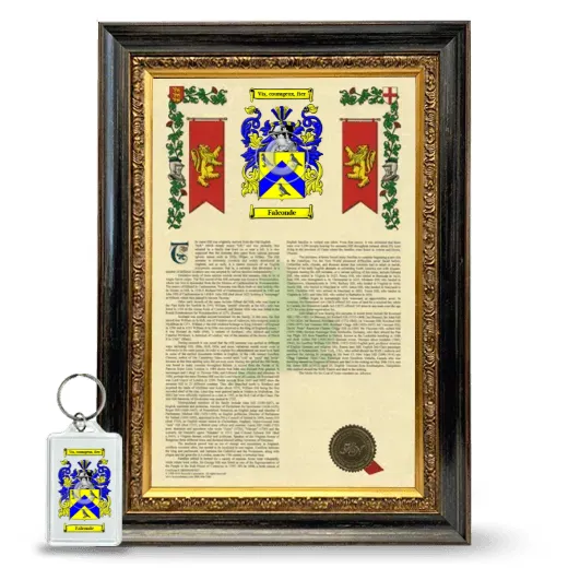 Falconde Framed Armorial History and Keychain - Heirloom