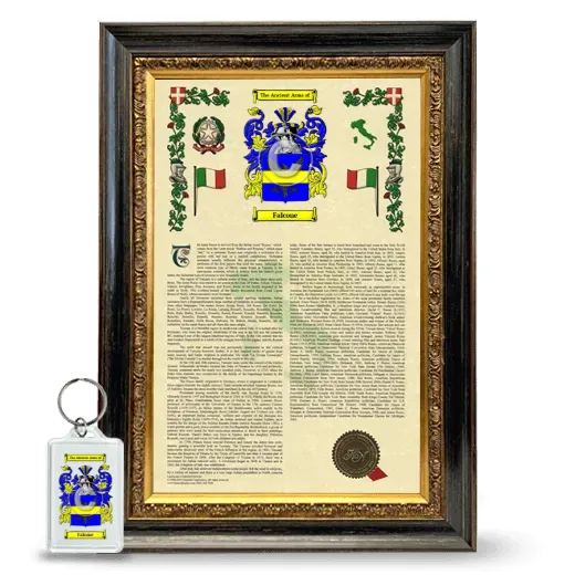 Falcone Framed Armorial History and Keychain - Heirloom