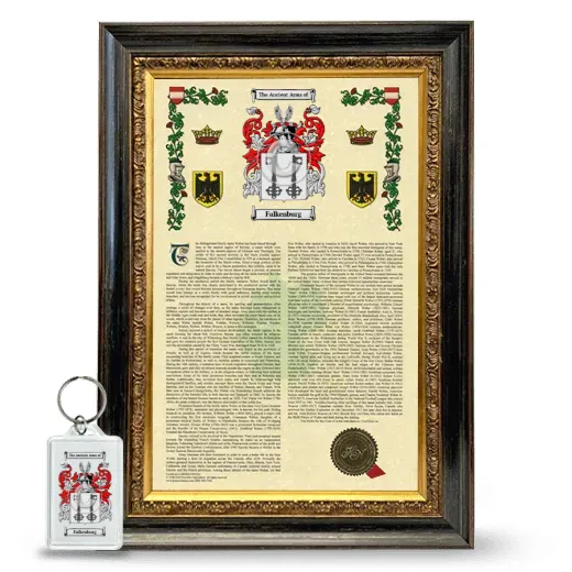 Falkenburg Framed Armorial History and Keychain - Heirloom
