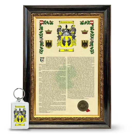 Falker Framed Armorial History and Keychain - Heirloom