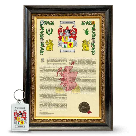 Farqueson Framed Armorial History and Keychain - Heirloom