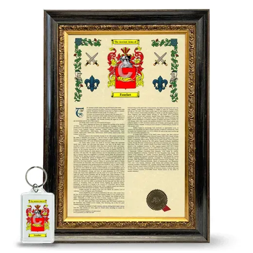 Fauchet Framed Armorial History and Keychain - Heirloom