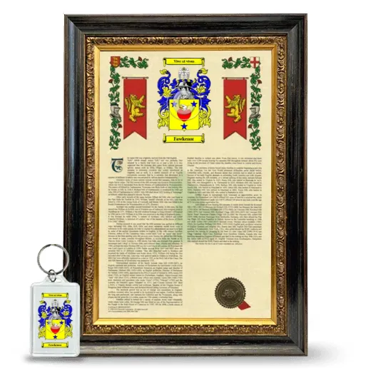 Fawkenor Framed Armorial History and Keychain - Heirloom