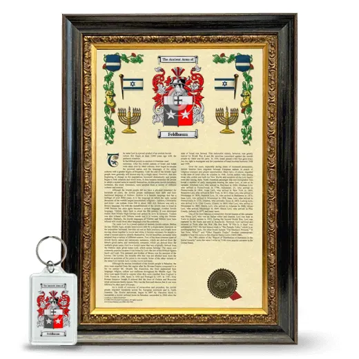 Feldbaum Framed Armorial History and Keychain - Heirloom