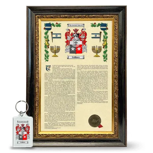 Feldhorn Framed Armorial History and Keychain - Heirloom