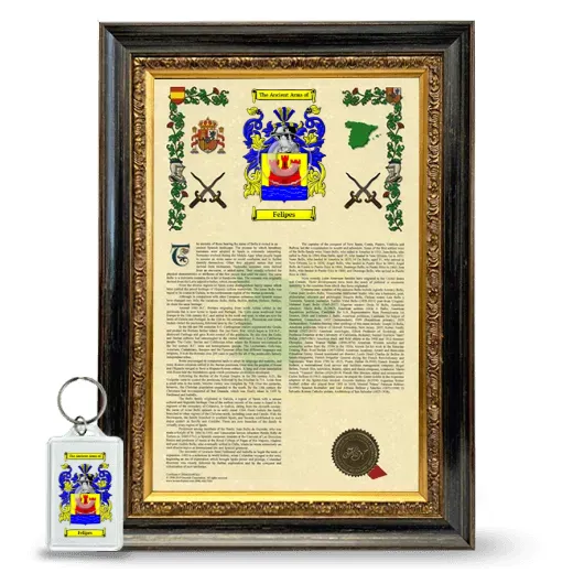 Felipes Framed Armorial History and Keychain - Heirloom