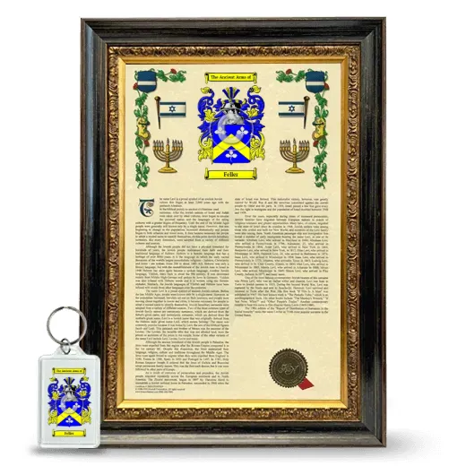 Feller Framed Armorial History and Keychain - Heirloom