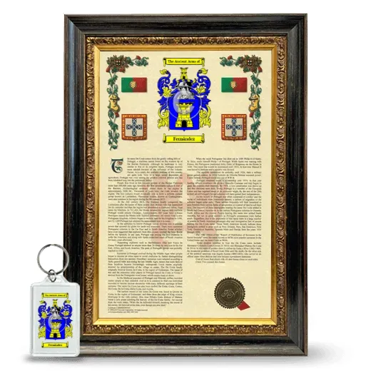 Fernández Framed Armorial History and Keychain - Heirloom