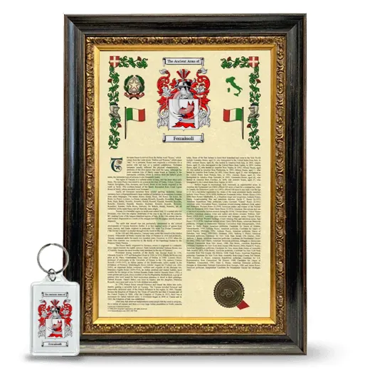 Ferraiuoli Framed Armorial History and Keychain - Heirloom