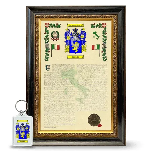 Ferrario Framed Armorial History and Keychain - Heirloom