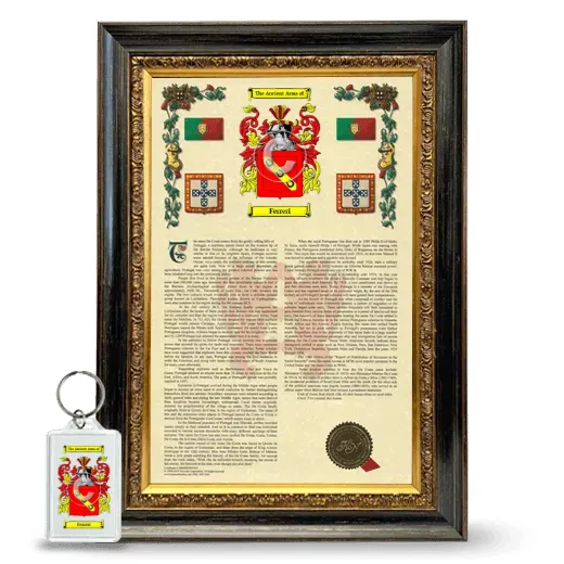 Ferreri Framed Armorial History and Keychain - Heirloom