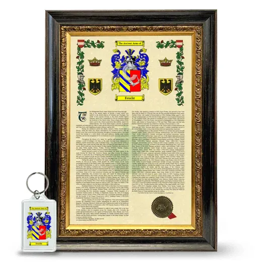 Feucht Framed Armorial History and Keychain - Heirloom