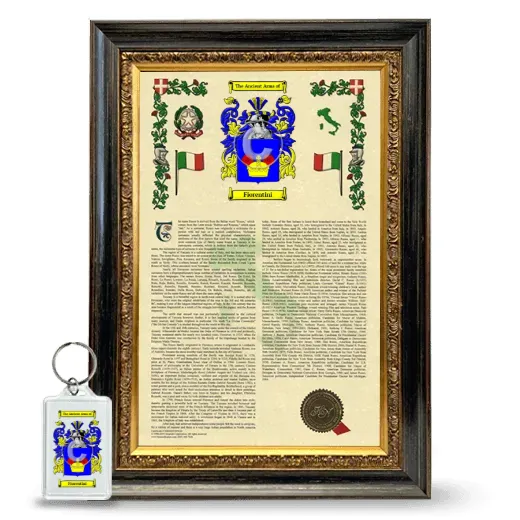 Fiorentini Framed Armorial History and Keychain - Heirloom