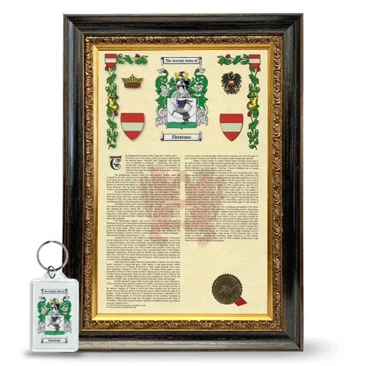 Firestone Framed Armorial History and Keychain - Heirloom