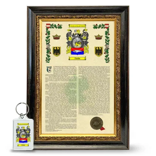Fische Framed Armorial History and Keychain - Heirloom