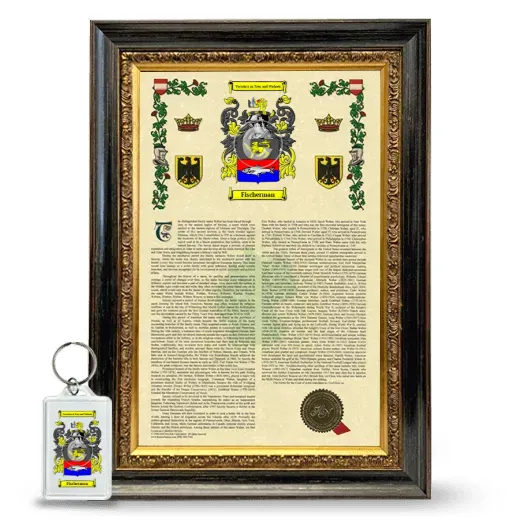 Fischerman Framed Armorial History and Keychain - Heirloom