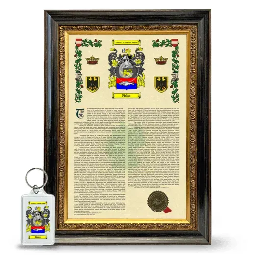 Fisher Framed Armorial History and Keychain - Heirloom