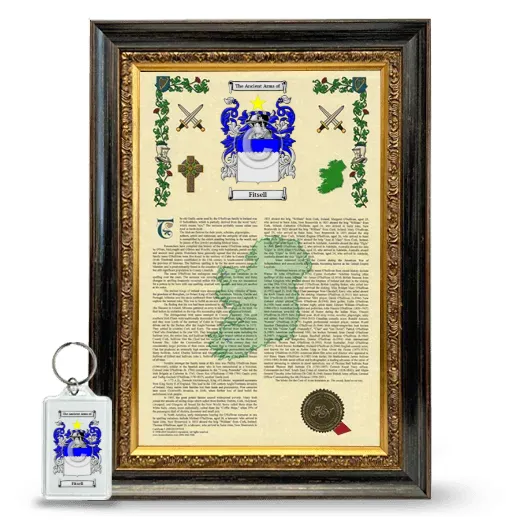 Fitsell Framed Armorial History and Keychain - Heirloom