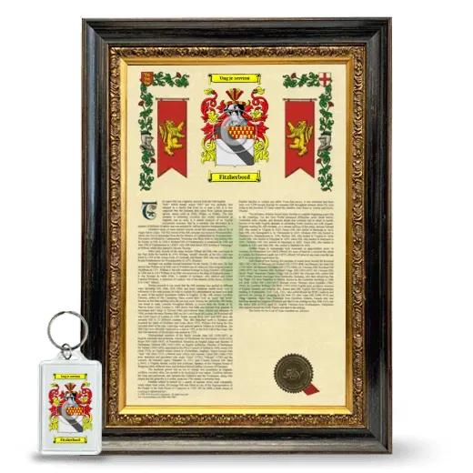 Fitzherbord Framed Armorial History and Keychain - Heirloom