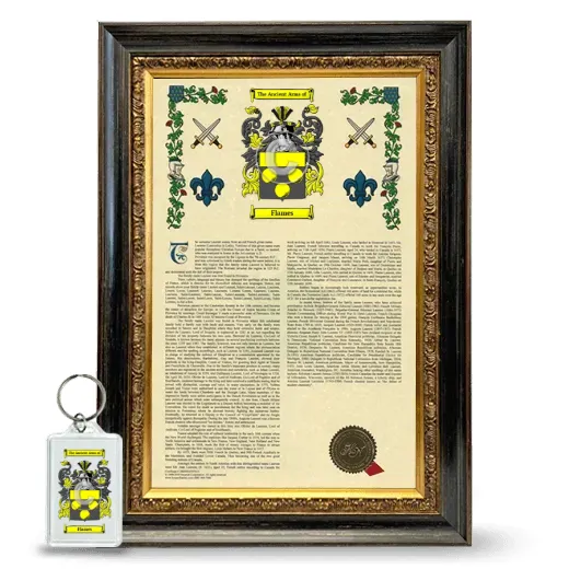 Flames Framed Armorial History and Keychain - Heirloom