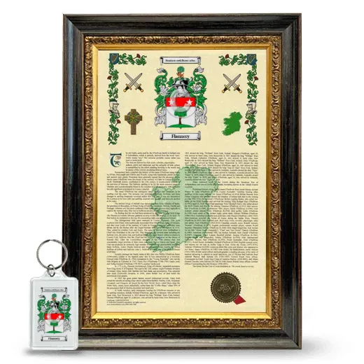 Flannery Framed Armorial History and Keychain - Heirloom