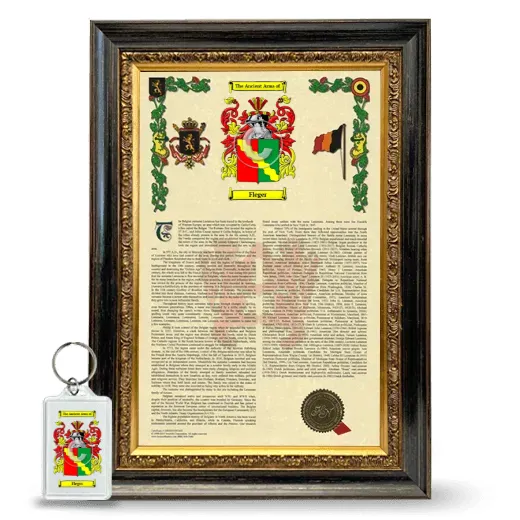 Fleger Framed Armorial History and Keychain - Heirloom
