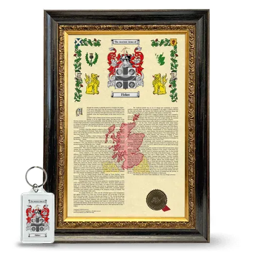 Fleker Framed Armorial History and Keychain - Heirloom