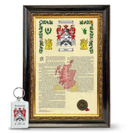 Fletts Framed Armorial History and Keychain - Heirloom
