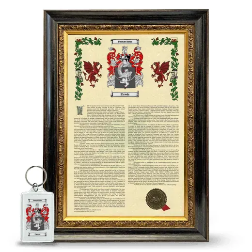 Flewis Framed Armorial History and Keychain - Heirloom