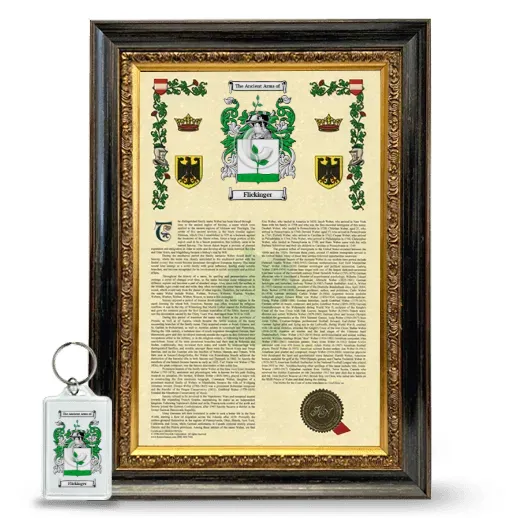 Flickinger Framed Armorial History and Keychain - Heirloom