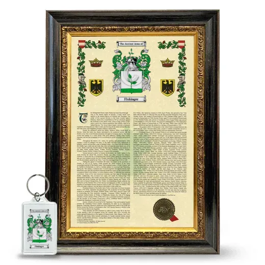Flukinger Framed Armorial History and Keychain - Heirloom