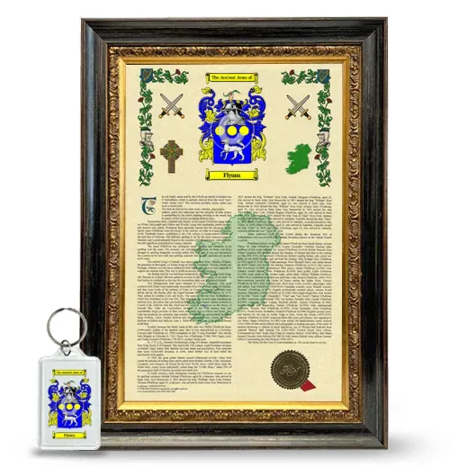 Flynns Framed Armorial History and Keychain - Heirloom
