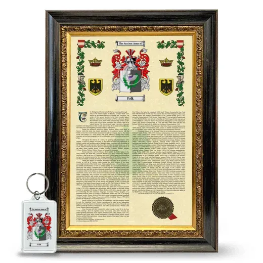 Folk Framed Armorial History and Keychain - Heirloom