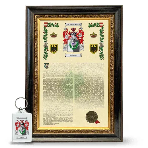 Folkerth Framed Armorial History and Keychain - Heirloom