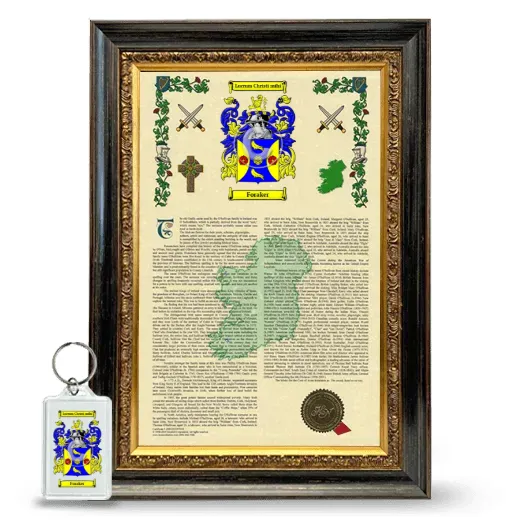 Foraker Framed Armorial History and Keychain - Heirloom
