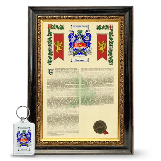 Fourment Framed Armorial History and Keychain - Heirloom