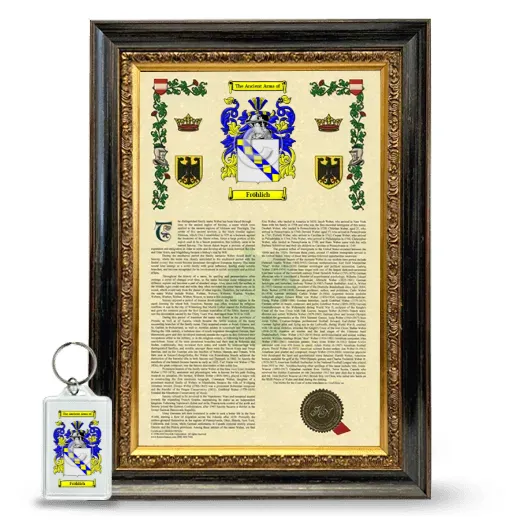 Fröhlich Framed Armorial History and Keychain - Heirloom