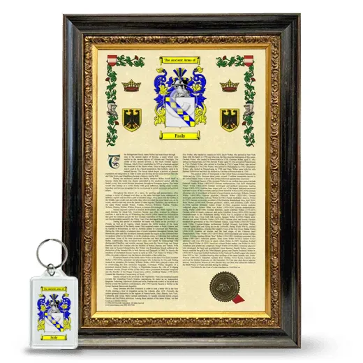 Fraly Framed Armorial History and Keychain - Heirloom