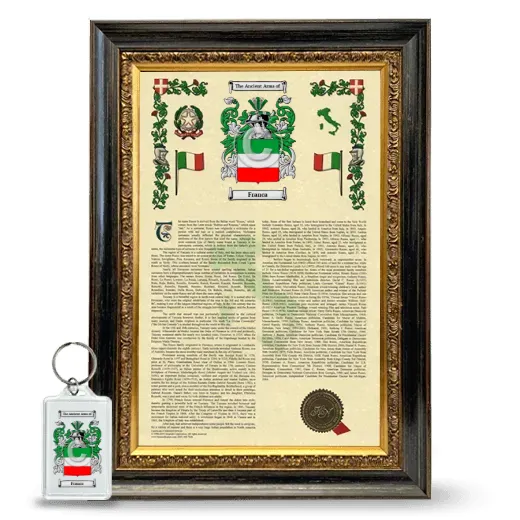 Franca Framed Armorial History and Keychain - Heirloom