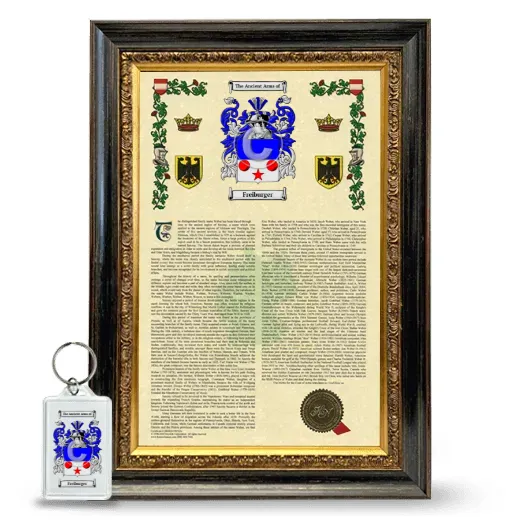 Freiburger Framed Armorial History and Keychain - Heirloom