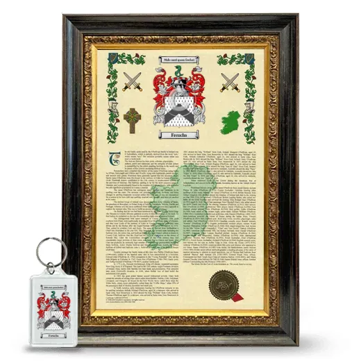 Frenchs Framed Armorial History and Keychain - Heirloom