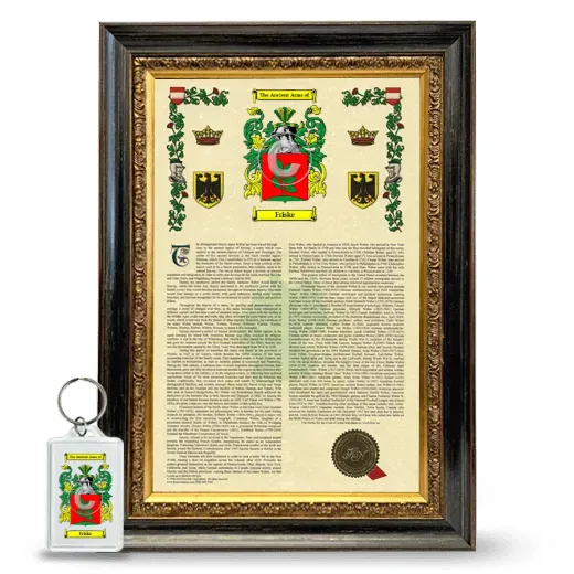 Friske Framed Armorial History and Keychain - Heirloom
