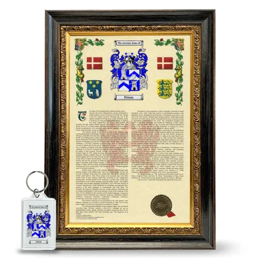 Frison Framed Armorial History and Keychain - Heirloom