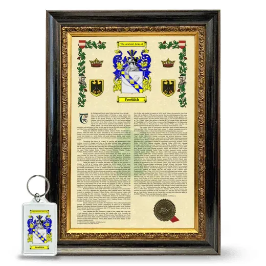 Froehlich Framed Armorial History and Keychain - Heirloom