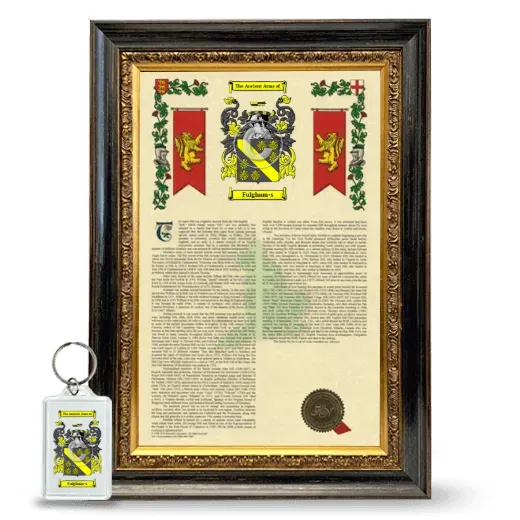 Fulgham-s Framed Armorial History and Keychain - Heirloom
