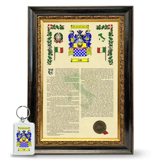 Fulk Framed Armorial History and Keychain - Heirloom