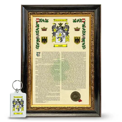 Funck Framed Armorial History and Keychain - Heirloom